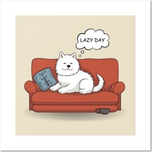 Lazy Day Samoyed Dog Posters and Art